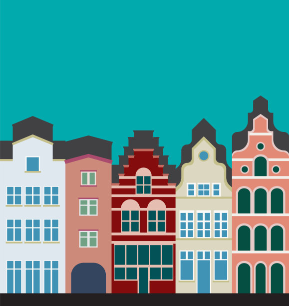 五颜六色的经典排屋收藏图片下载