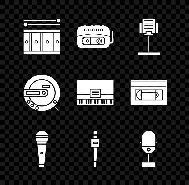 设置鼓与鼓棒音乐磁带播放器图片下载