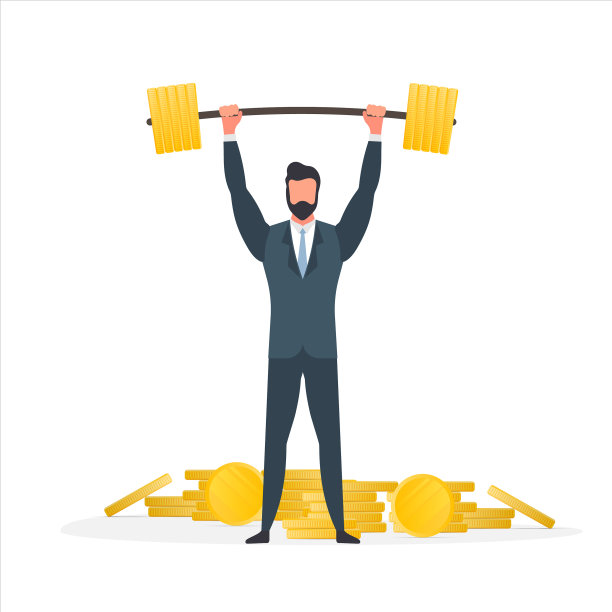 一个商人站在一山硬币和图片下载