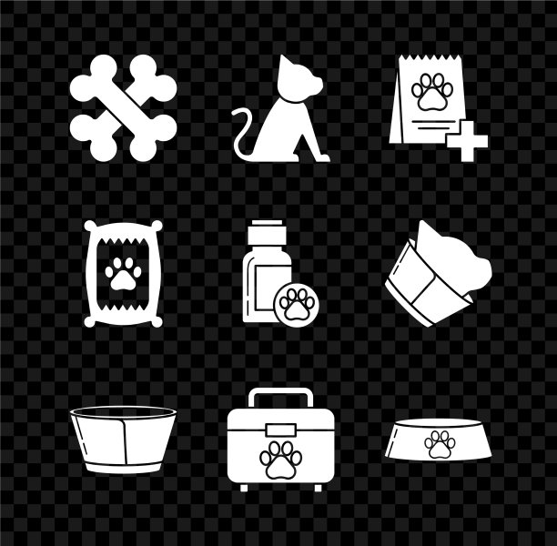 设置交叉骨头猫袋食物的狗图片下载