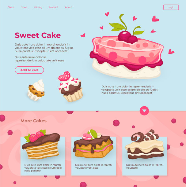 甜蛋糕和甜点在网上烘焙店图片下载