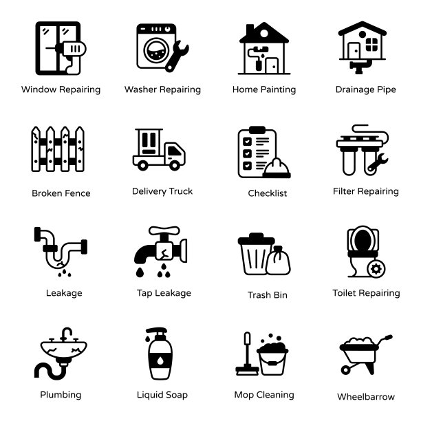 顶级时尚家居维护固体图标图片下载