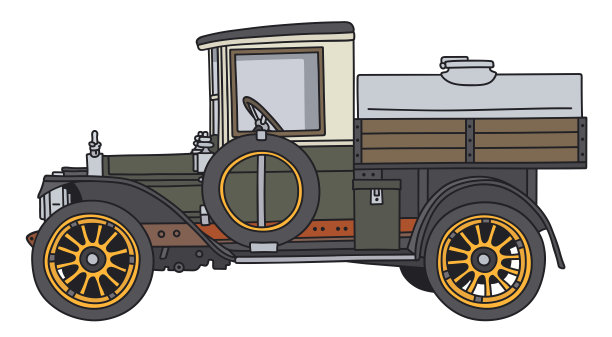 绿色和奶油色的复古坦克车图片下载