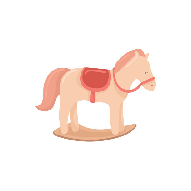 摇摆木马玩具，卡通孤立儿童元素。图片下载