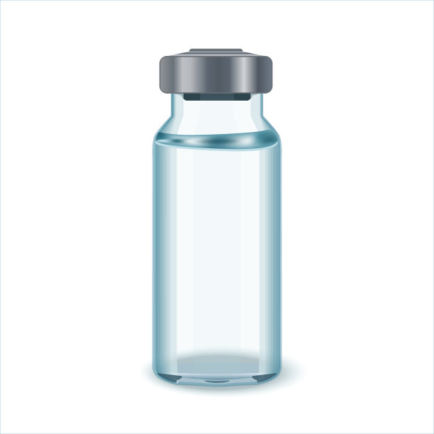 铝盖玻璃药瓶。流感或冠状病毒疫苗。装在白色背景上的注射溶液的玻璃瓶。矢量插图。图片下载