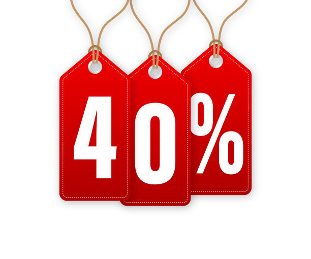 折扣标签-打四折。吊牌出售。矢量插图。图片下载