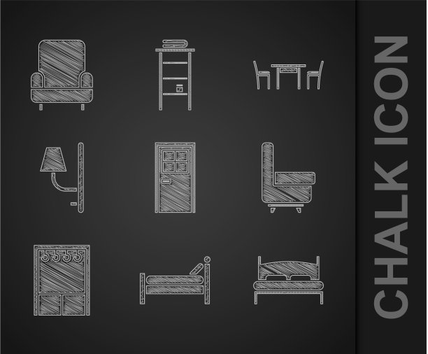 设置闭门床，大床，扶手椅衣柜图片下载