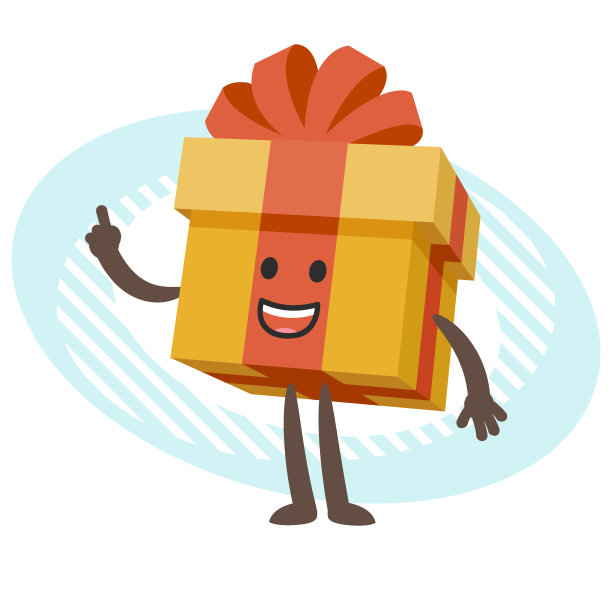 卡通礼品盒人物解释并显示食指图片下载