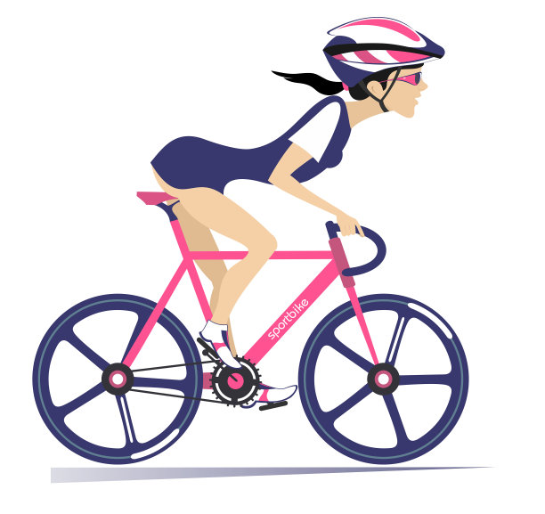 漂亮的年轻女人骑着自行车图片下载