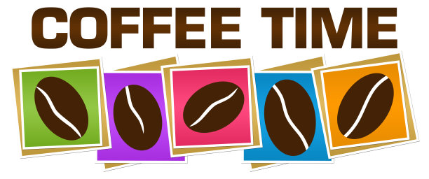 咖啡时间棕色彩色方块豆图片下载