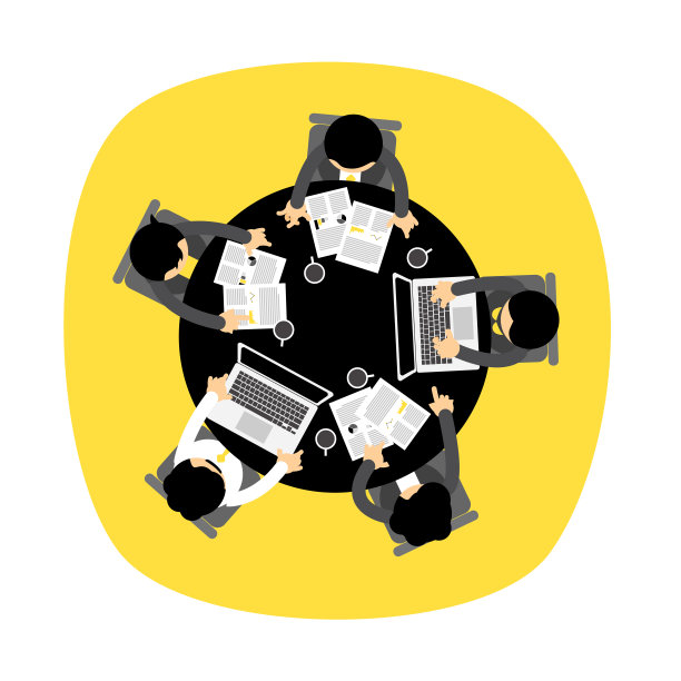 商务人士会面高角度矢量图片下载