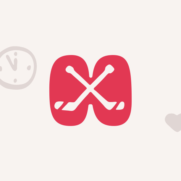 字母H标志与曲棍球棒圣诞节和2022年新年的设计。图片下载