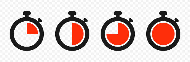 计时器和秒表图标设置隔离透明背景。倒计时计时器符号。向量图片下载