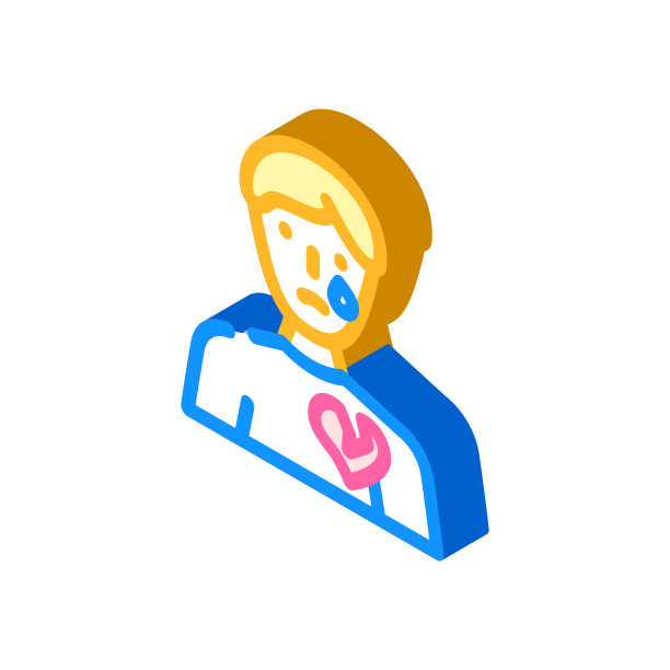 心碎男性等距图标矢量插图图片下载