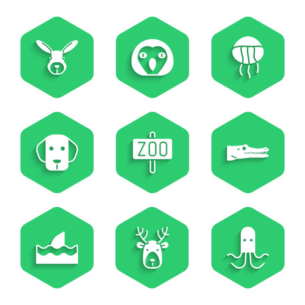 集动物园公园鹿头与鹿角章鱼图片下载