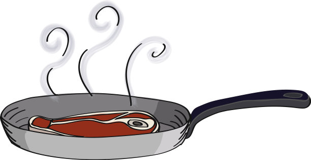 大块在煎锅上烤美味的牛排图片下载