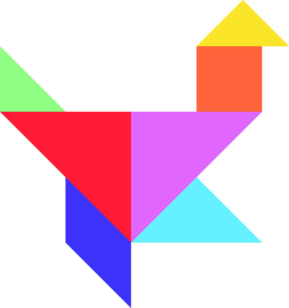 彩色七巧板拼图鸟的形状在白色图片下载