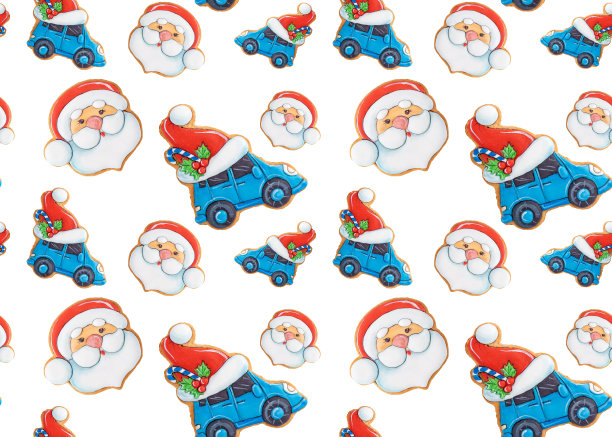 圣诞无缝图案姜饼饼干图片下载