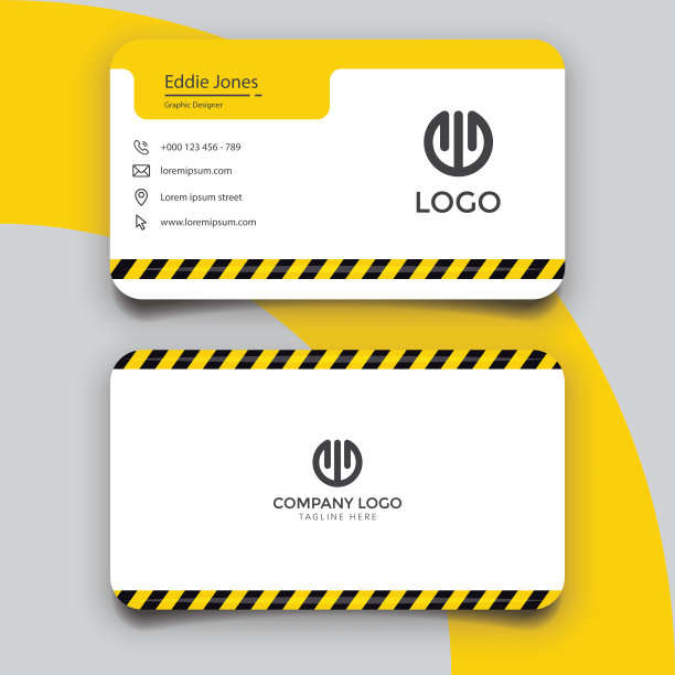 创意名片模板与警戒线图片下载