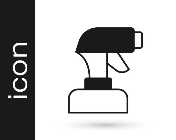 黑色喷漆枪图标隔离在白色上图片下载