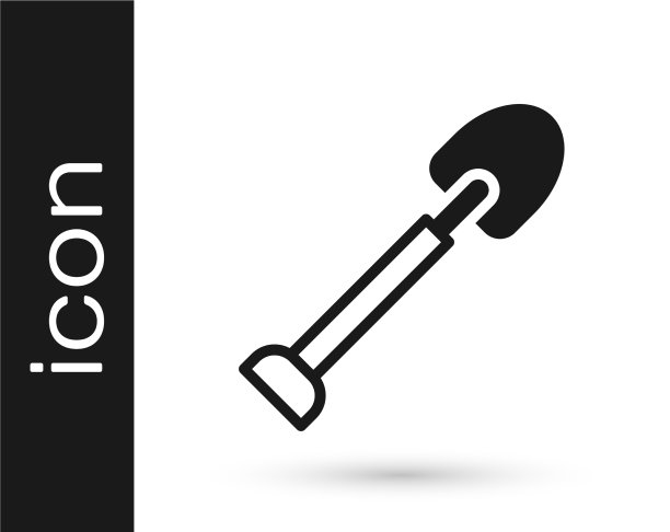 黑色铲图标孤立在白色背景图片下载