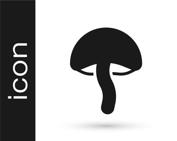 黑色蘑菇图标孤立在白色背景图片下载