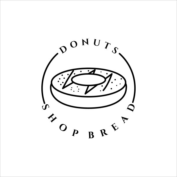 甜甜圈标志线艺术简单极简的模板图片下载