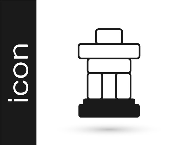 黑色inukshuk图标孤立在白色背景图片下载