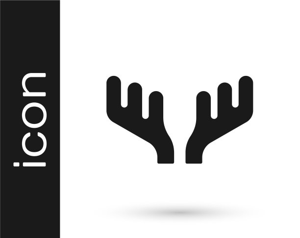 黑色的鹿角图标孤立在白色上图片下载