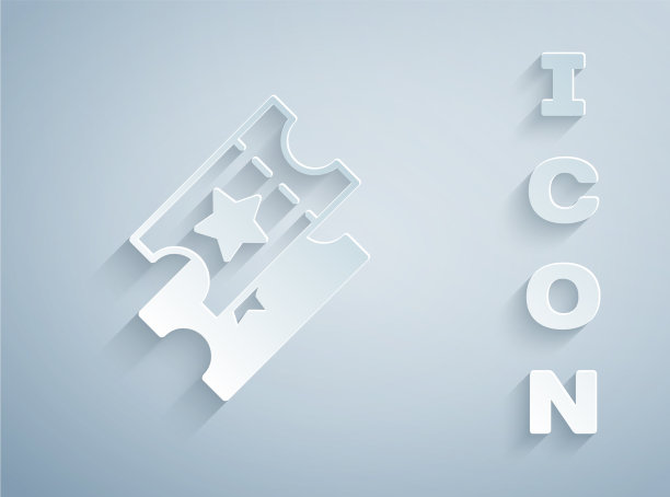 剪纸电影票图标孤立在灰色图片下载