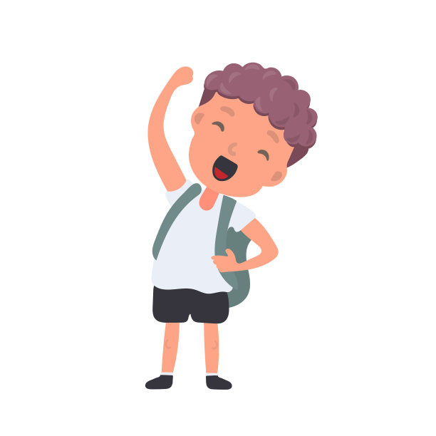 背着背包的少年满意地挥挥手图片下载