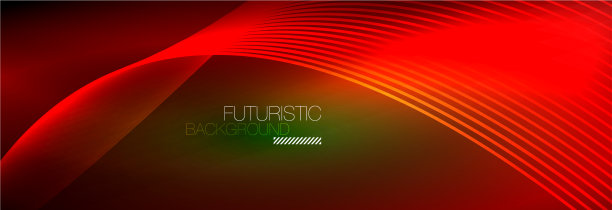 抽象的霓虹灯在黑暗中发出波浪般的光图片下载