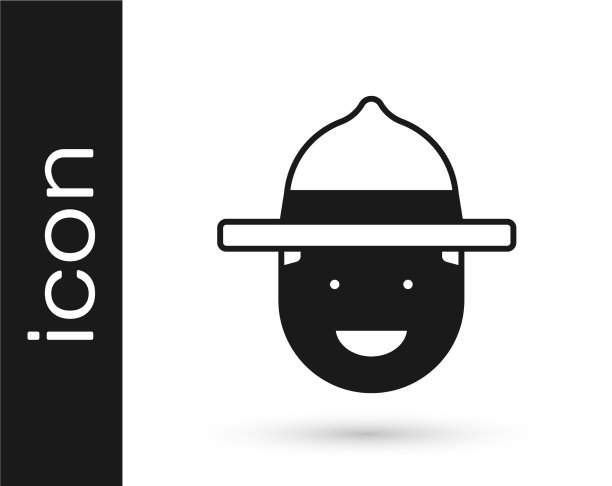 黑色加拿大游侠帽子制服图标孤立图片下载