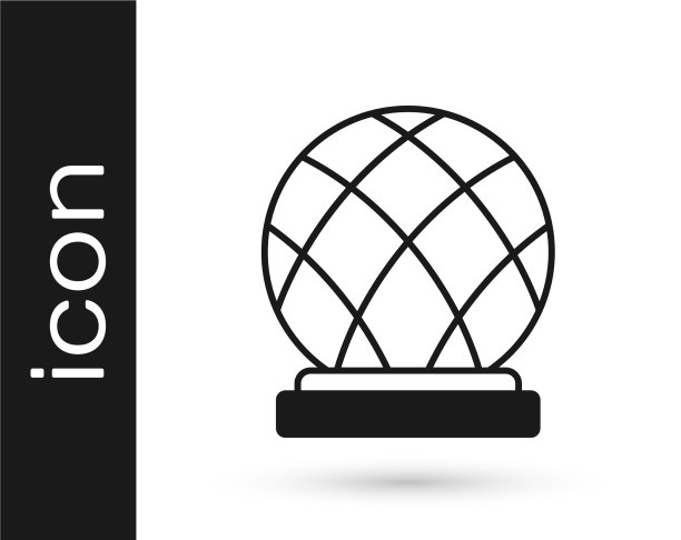 黑色蒙特利尔生物圈图标孤立在白色图片下载