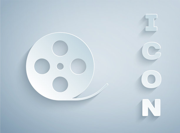 剪纸胶片卷轴图标隔离在灰色图片下载