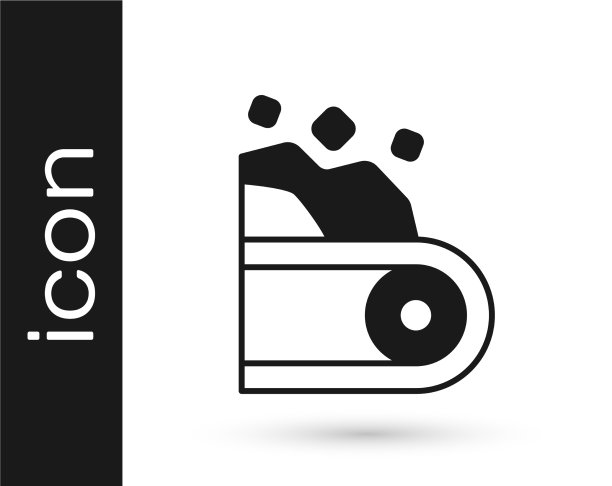 黑色传送带载煤图标孤立上图片下载