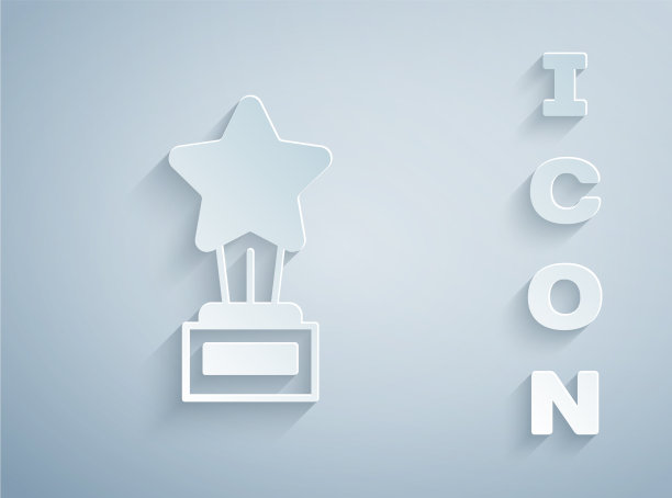 剪纸电影奖杯图标孤立在灰色图片下载