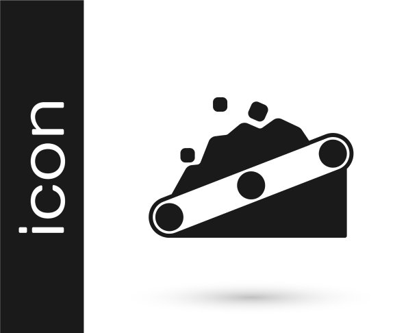 黑色传送带载煤图标孤立上图片下载