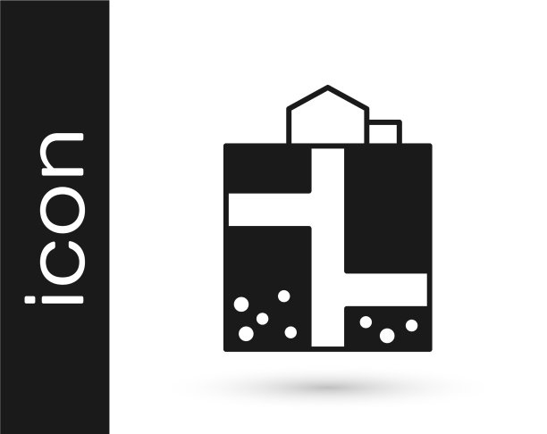 黑色矿坑入口图标孤立在白色图片下载