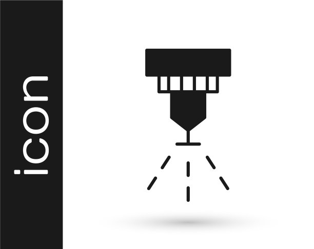 黑色消防喷淋系统图标隔离在白色图片下载