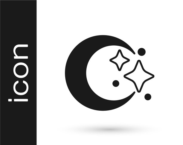 黑色的月亮和星星图标孤立在白色图片下载
