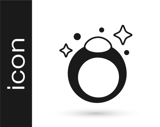 黑色幻想魔法石戒指与宝石图标图片下载