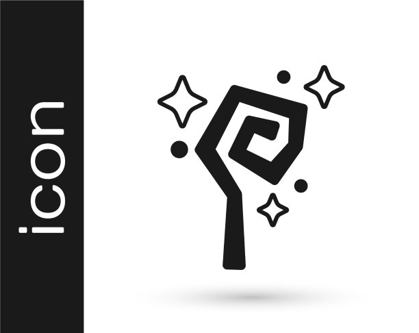 黑魔法杖图标孤立在白色上图片下载