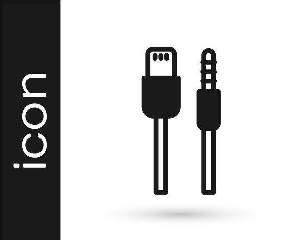 黑色usb电缆线图标隔离在白色图片下载