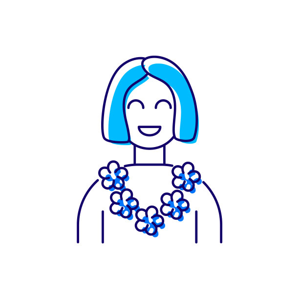 夏威夷雷轮廓图标。为游客准备的花环。马尔代夫和夏威夷的属性。孤立的矢量图图片下载