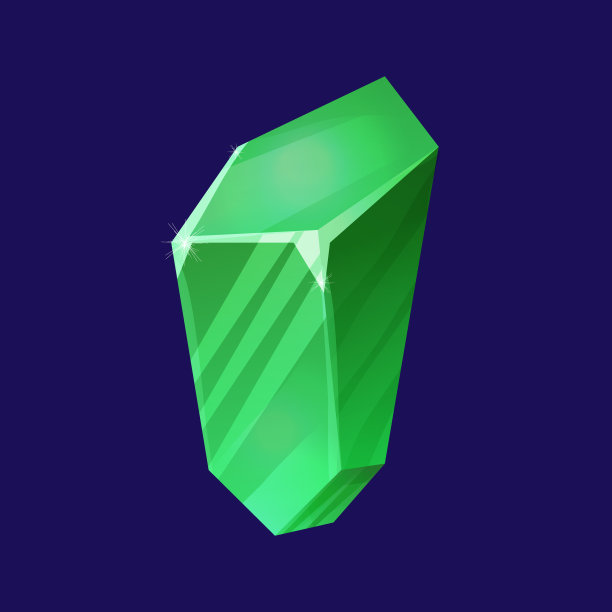 翡翠矿物，魔法水晶在卡通风格孤立在白色背景上。Ui游戏资产，魔法对象，炼金术。矢量图图片下载