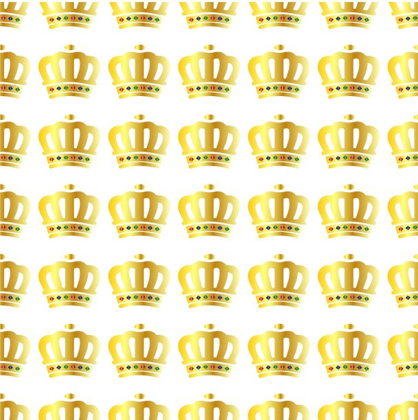 金色皇冠无缝花纹。图片下载