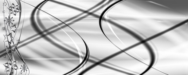 圣诞节背景抽象画星星和雪花单色黑银色带线条和波浪的旗帜图片下载