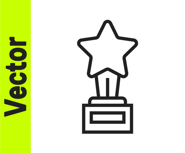 黑线电影奖杯图标孤立在白色图片下载