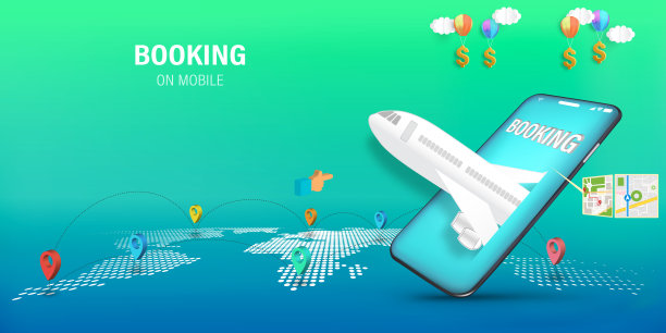旅行移动应用程序，旅行在线预订网站或智能手机作为旅行，交通和旅程的概念，矢量插图。图片下载